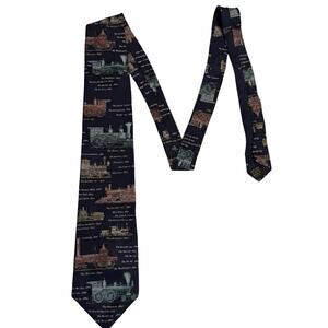Alynn Neckwear American Historical Locomotives Steam Trains 100% Silk Neck Tie